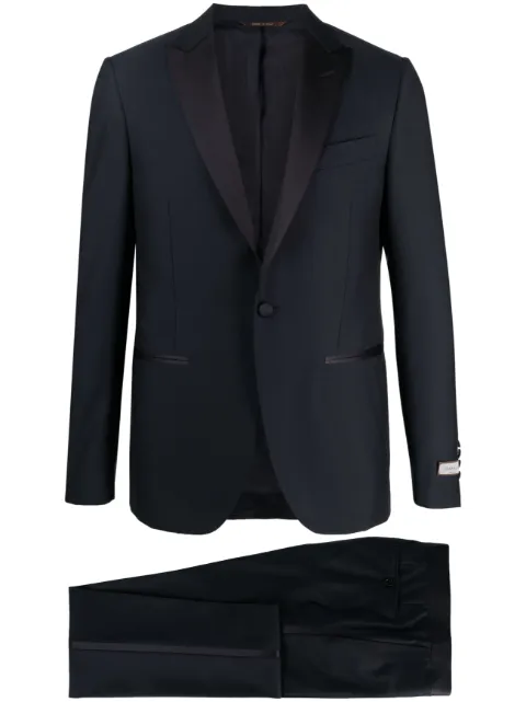Canali satin-trim single-breasted wool suit