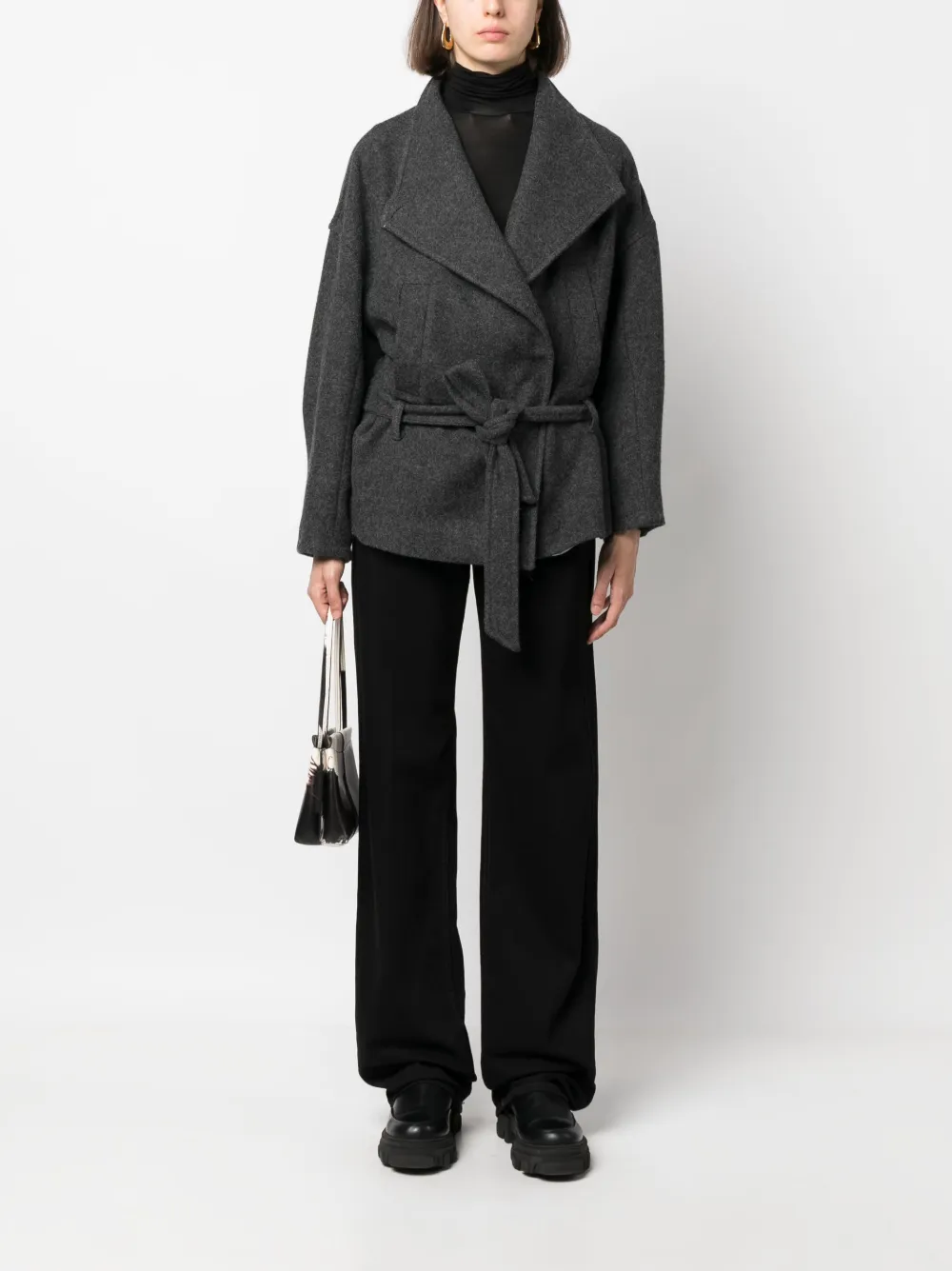 Alysi oversize-collar fitted jacket - Grijs