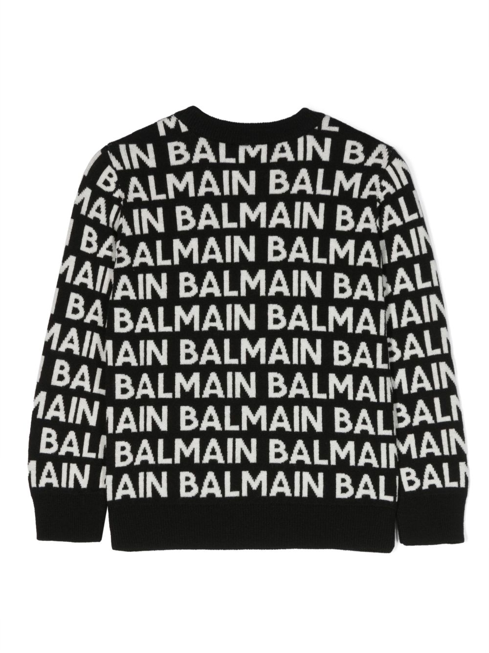Image 2 of Balmain Kids logo-intarsia knitted jumper