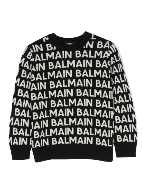 Balmain Kids logo-intarsia knitted jumper