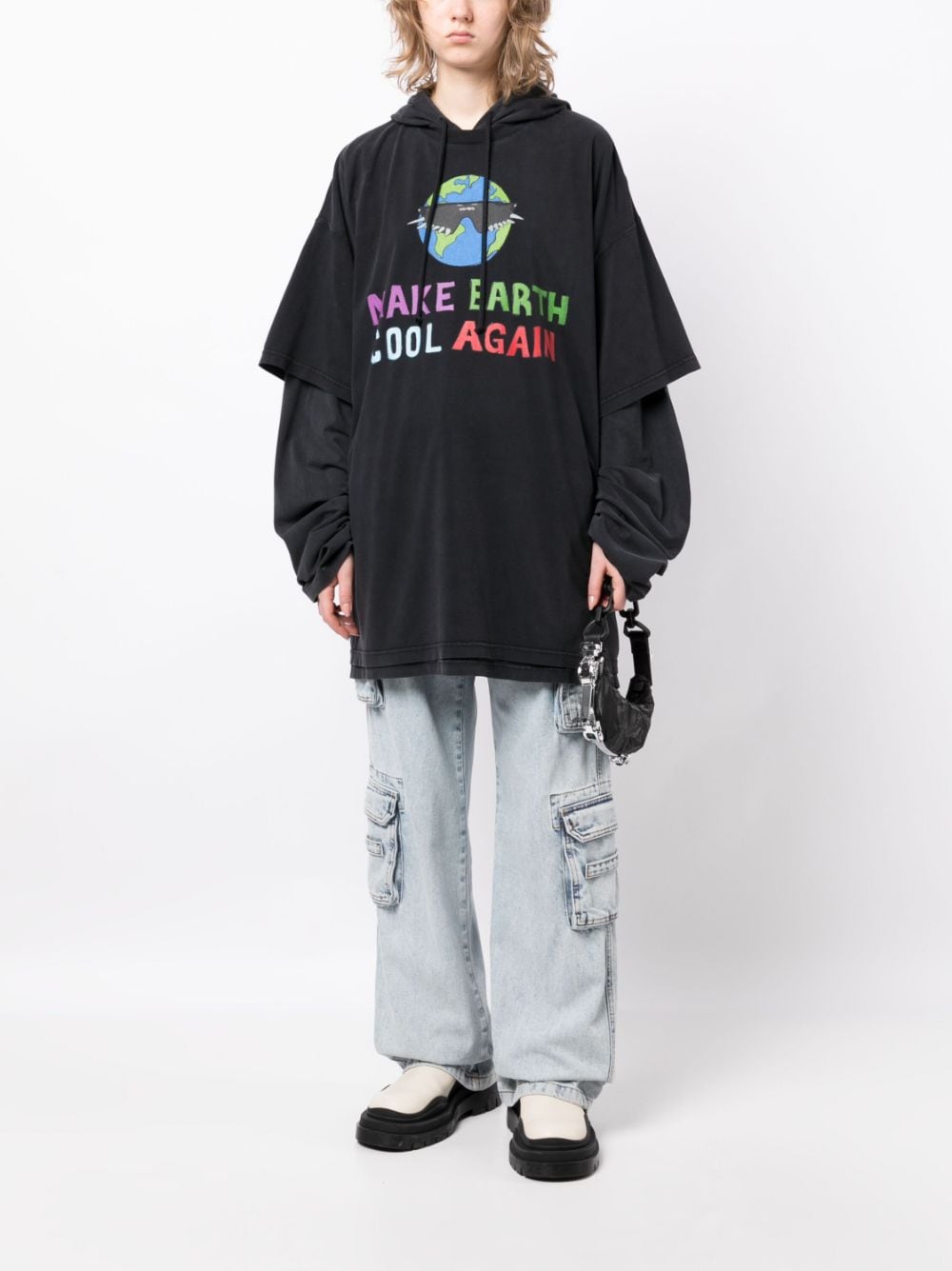 VETEMENTS Cool Earth cotton hoodie - Grijs