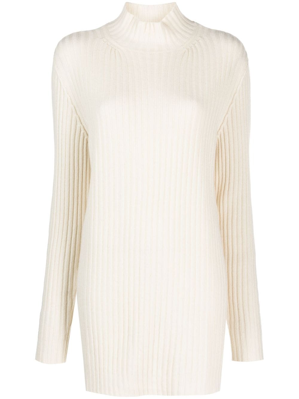 Simonetta Ravizza High-neck Ribbed-knit Dress In Neutrals