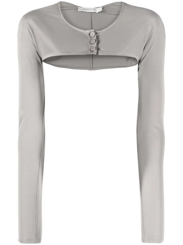 Christopher Esber Long-sleeve Cropped Top in Grey