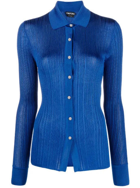 TOM FORD ribbed polo collar cardigan