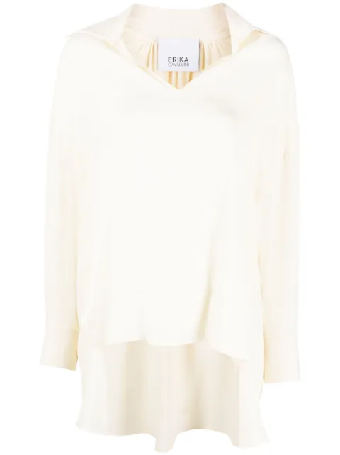 Erika Cavallini  split-neck long-sleeved blouse