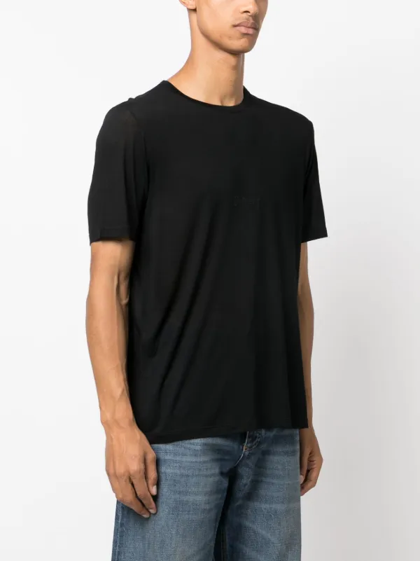Tシャツ・カットソー SAINT LAURENT Men T Shirts 749102Y37IL BLACK SAINT LAURENT: viscose t-shirt with embroidered logo - Black