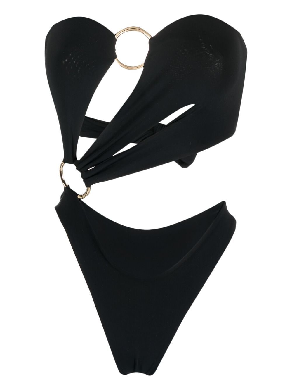 Shop Louisa Ballou Strapless Asymmetrical Swimsuit In Black