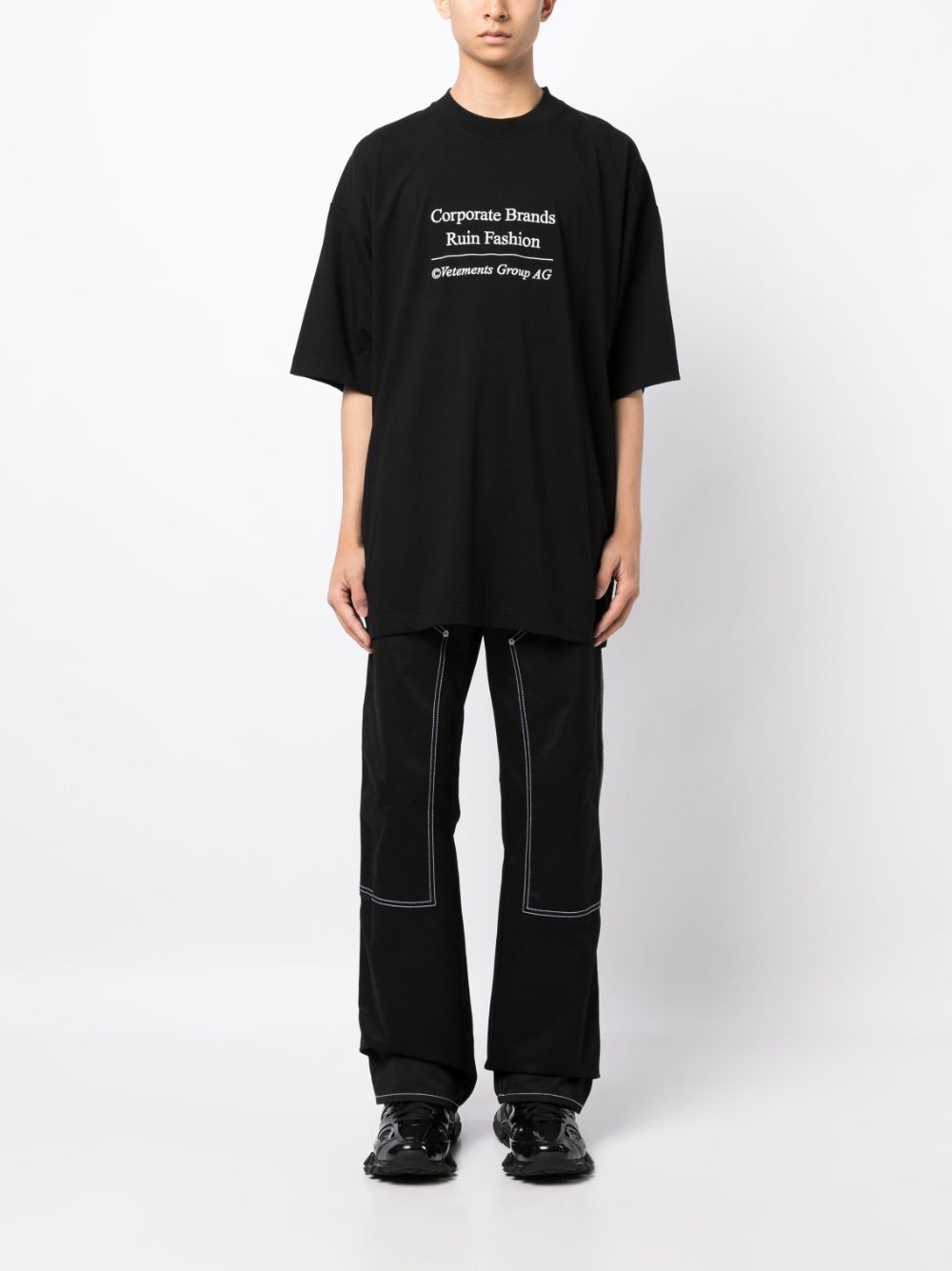 VETEMENTS logo-print cotton T-shirt - Zwart