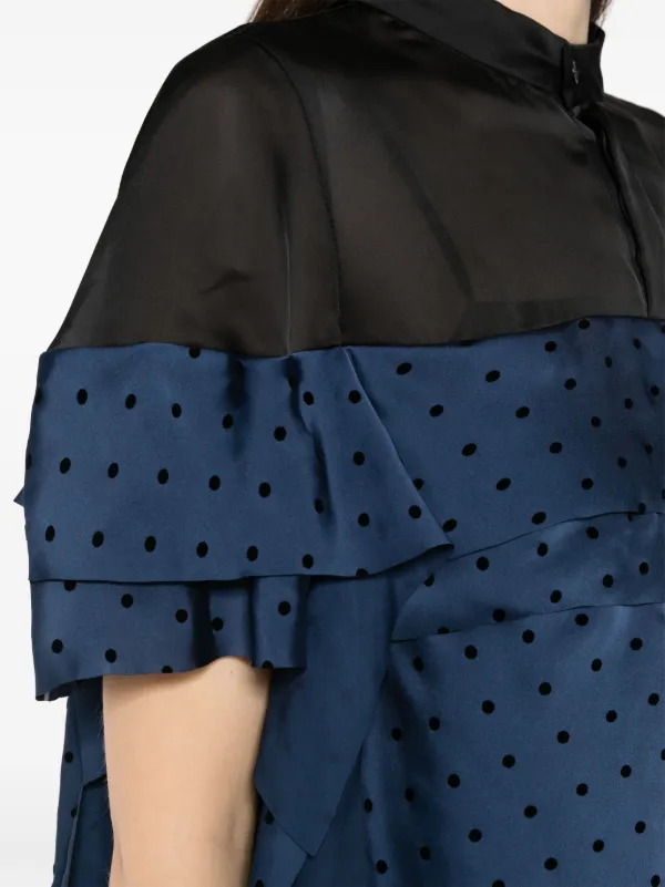 Blue polka dot ruffle dress best sale