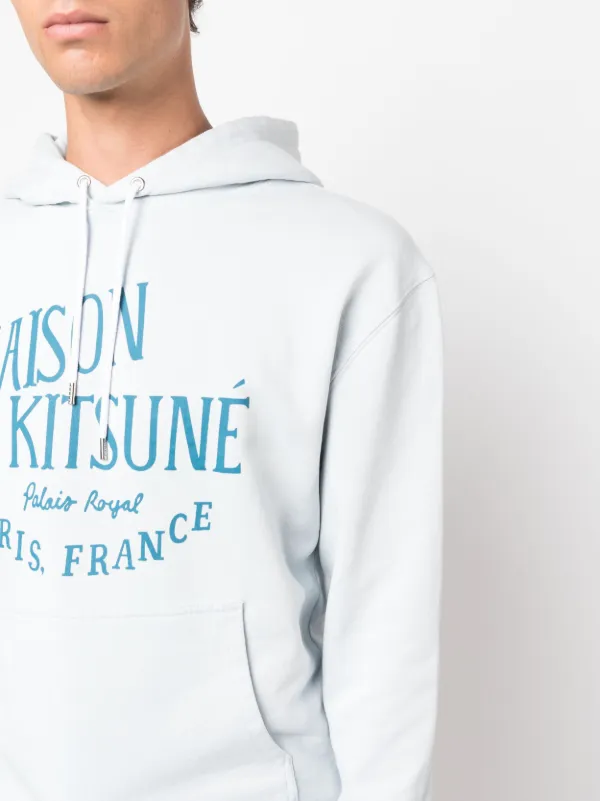 ★セール・関税込み★【MAISON KITSUNE】ロゴ コットンフーディ Maison Kitsuné logo-print Cotton Hoodie | Blue | FARFETCH JO