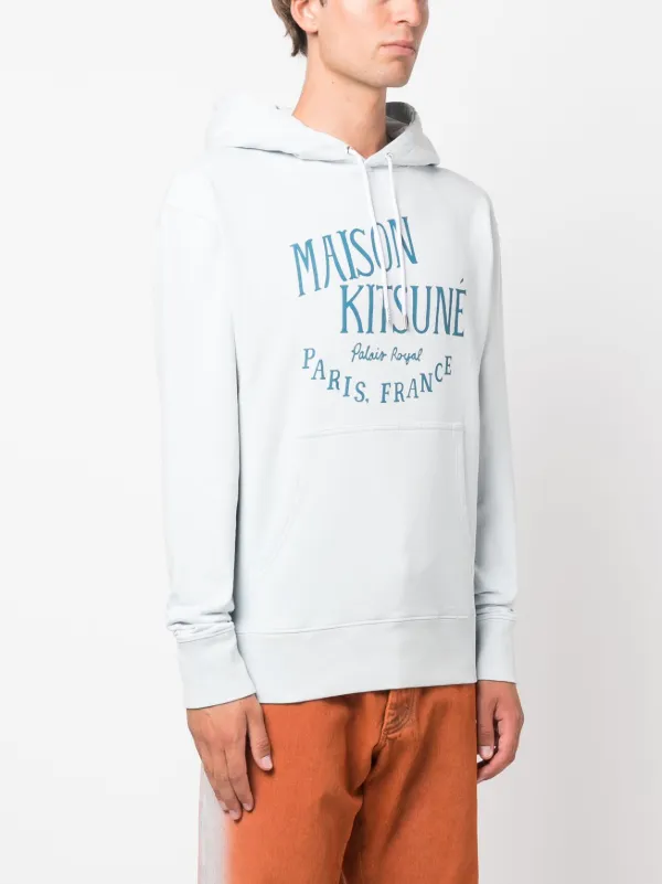 【MAISON KITSUNE】ロゴ コットン フーディー【送料関税込】 Maison Kitsuné logo-print Cotton Hoodie | Blue | FARFETCH JO