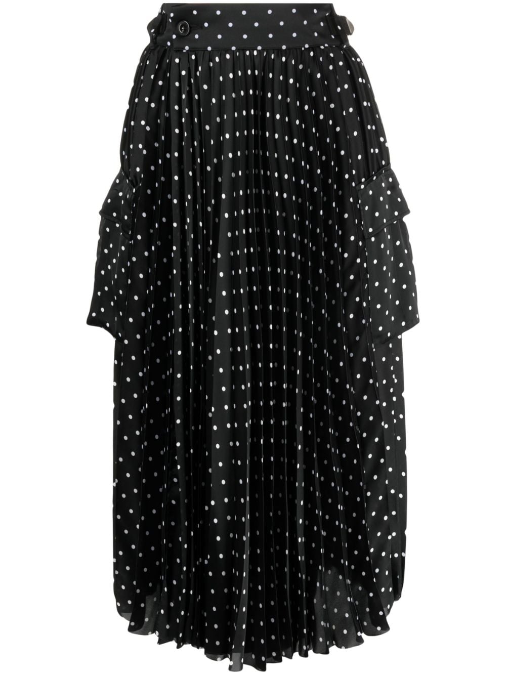 Shop Sacai Polka-dot Pleated Skirt In Black