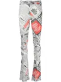 Charles Jeffrey Loverboy newspaper-print skinny trousers - Black