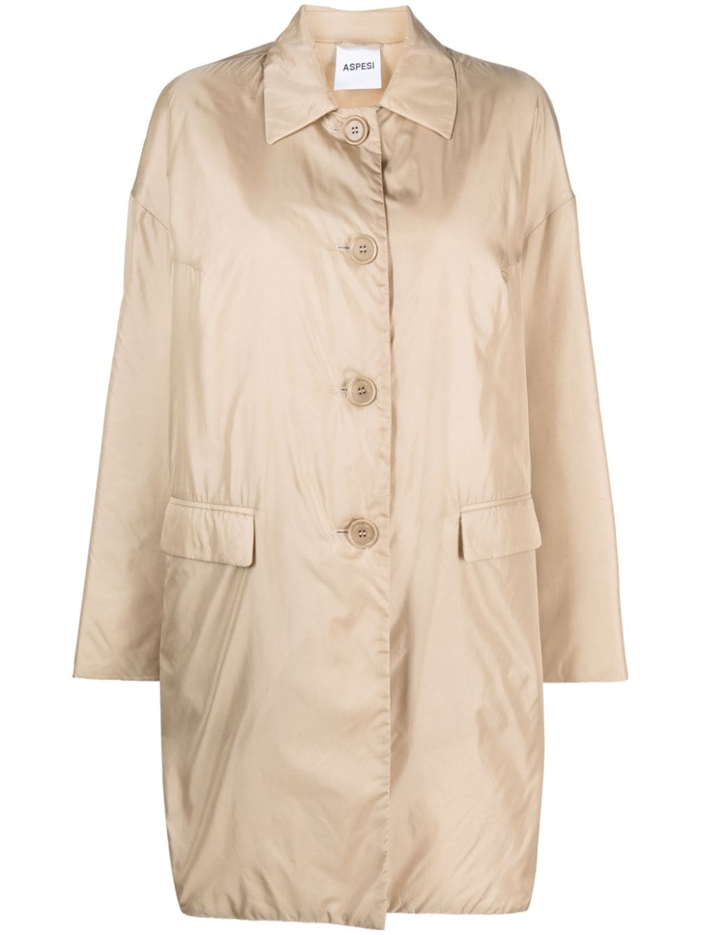 buttoned-up gabardine coat