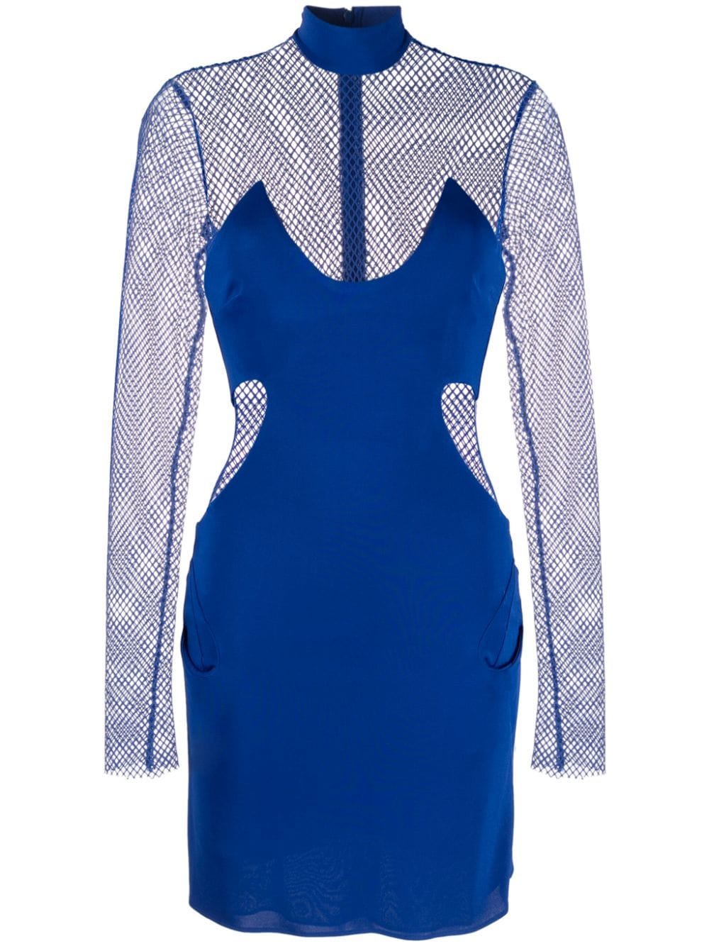 Shop Tom Ford Crepe Mesh-panelling Mini Dress In Blue
