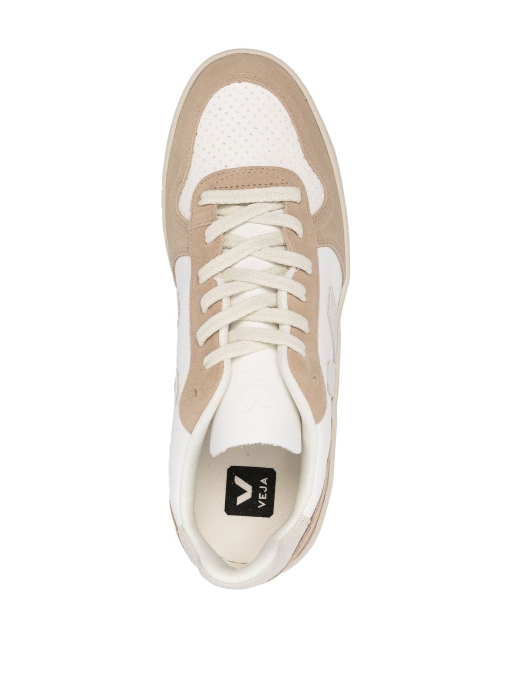 Shop Veja V-10 Panelled Lace-up Sneakers In Neutrals