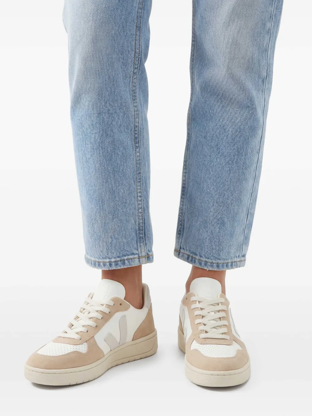 VEJA V-10 panelled lace-up sneakers | Neutrals | Image 1