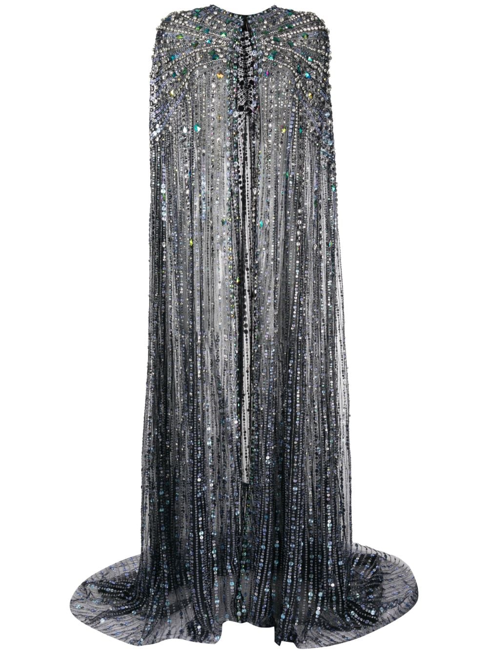 Jenny Packham Clara Crystal-embellished Long Cape In Black
