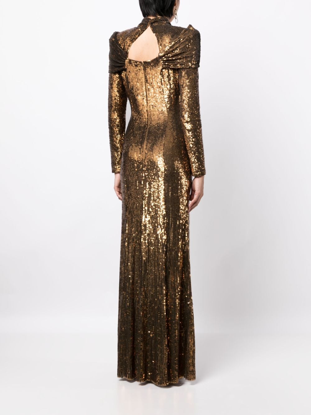 Shop Jenny Packham Gene Sequin-embellished Gown In Gold