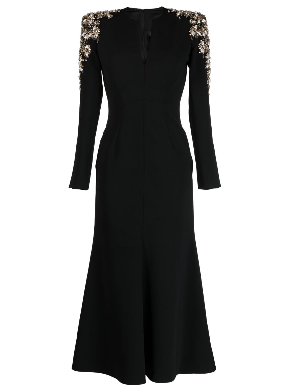 Jenny Packham Kay Crystal-embellished Midi Dress In Black