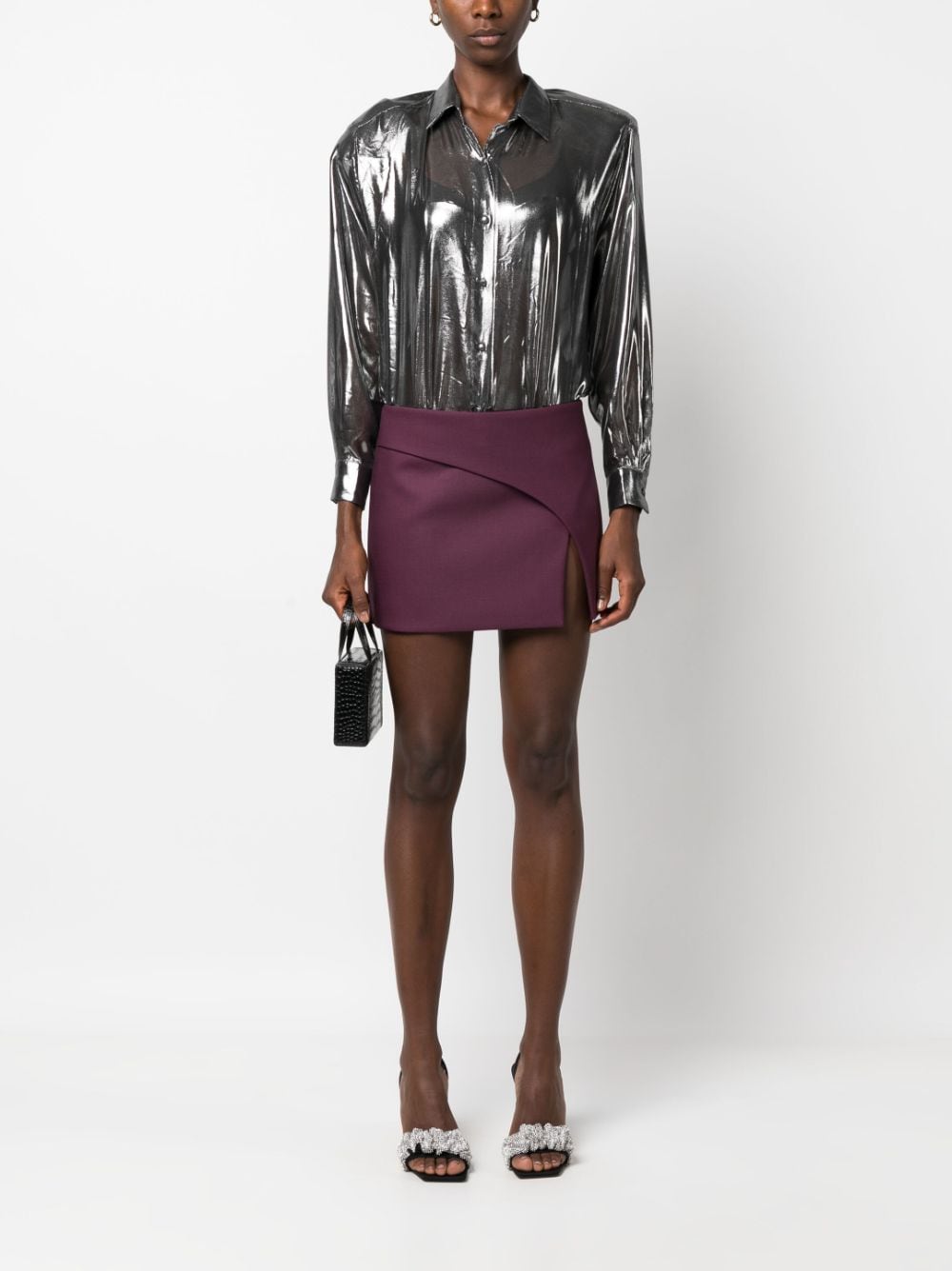 Shop Alessandro Vigilante Low-rise Virgin Wool-blend Miniskirt In Purple