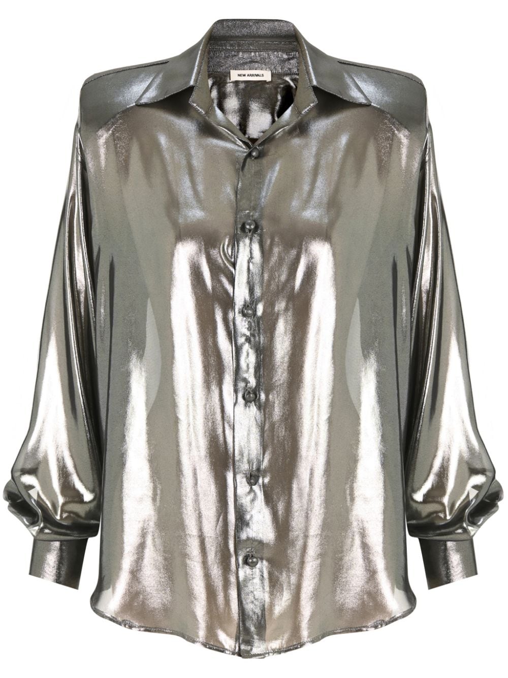 The New Arrivals Ilkyaz Ozel Lamé-effect Button-up Shirt In Grey