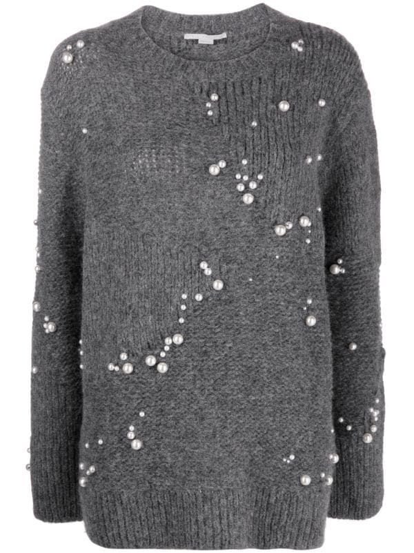 Stella McCartney Faux pearl-embellished Oversized Jumper - Farfetch