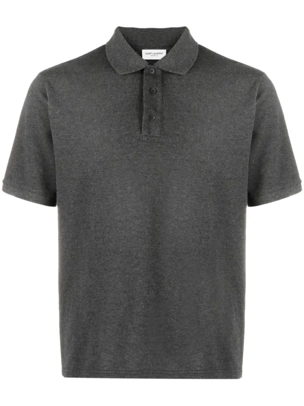 Saint Laurent embroidered logo Polo Shirt Grey FARFETCH OM