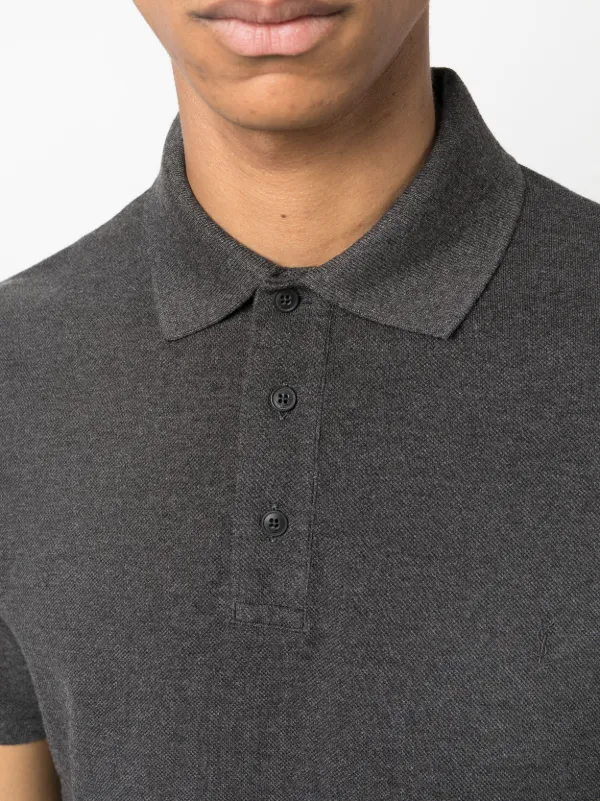 Saint Laurent embroidered-logo short-sleeved Polo Shirt
