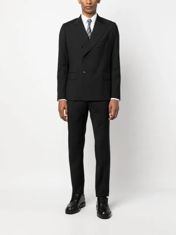 ERALDO peak lapel Wool double breasted Suit Black FARFETCH CA