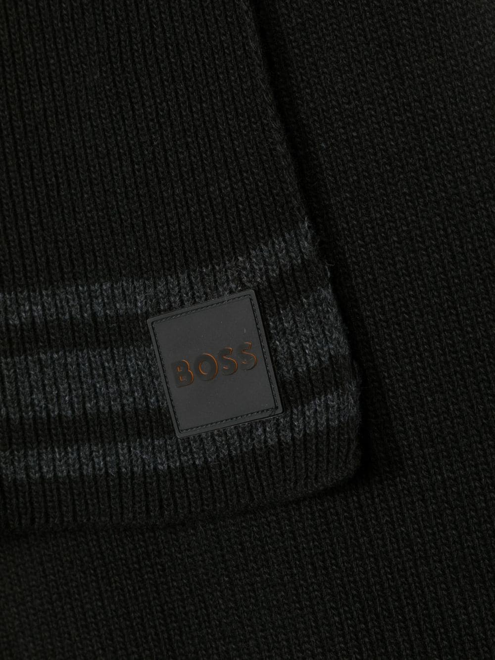 Shop Hugo Boss Logo-patch Ribbed-knit Beanie In Black