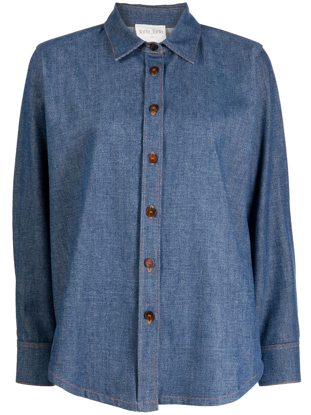 Forte Forte spread-collar chambray shirt - Blue