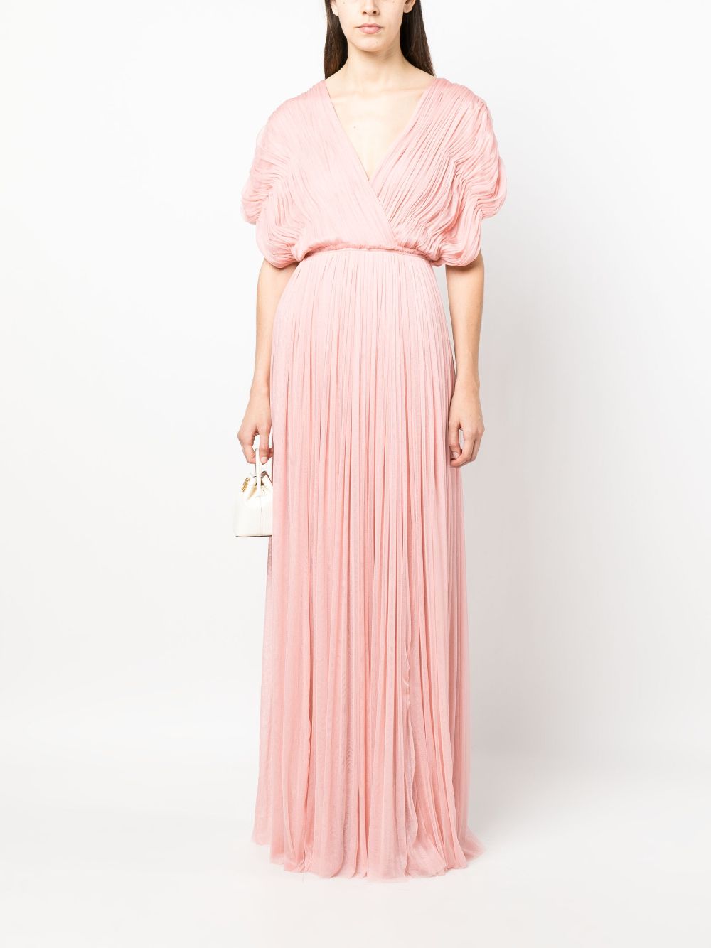 PNK pleated floor-length silk dress - Pink