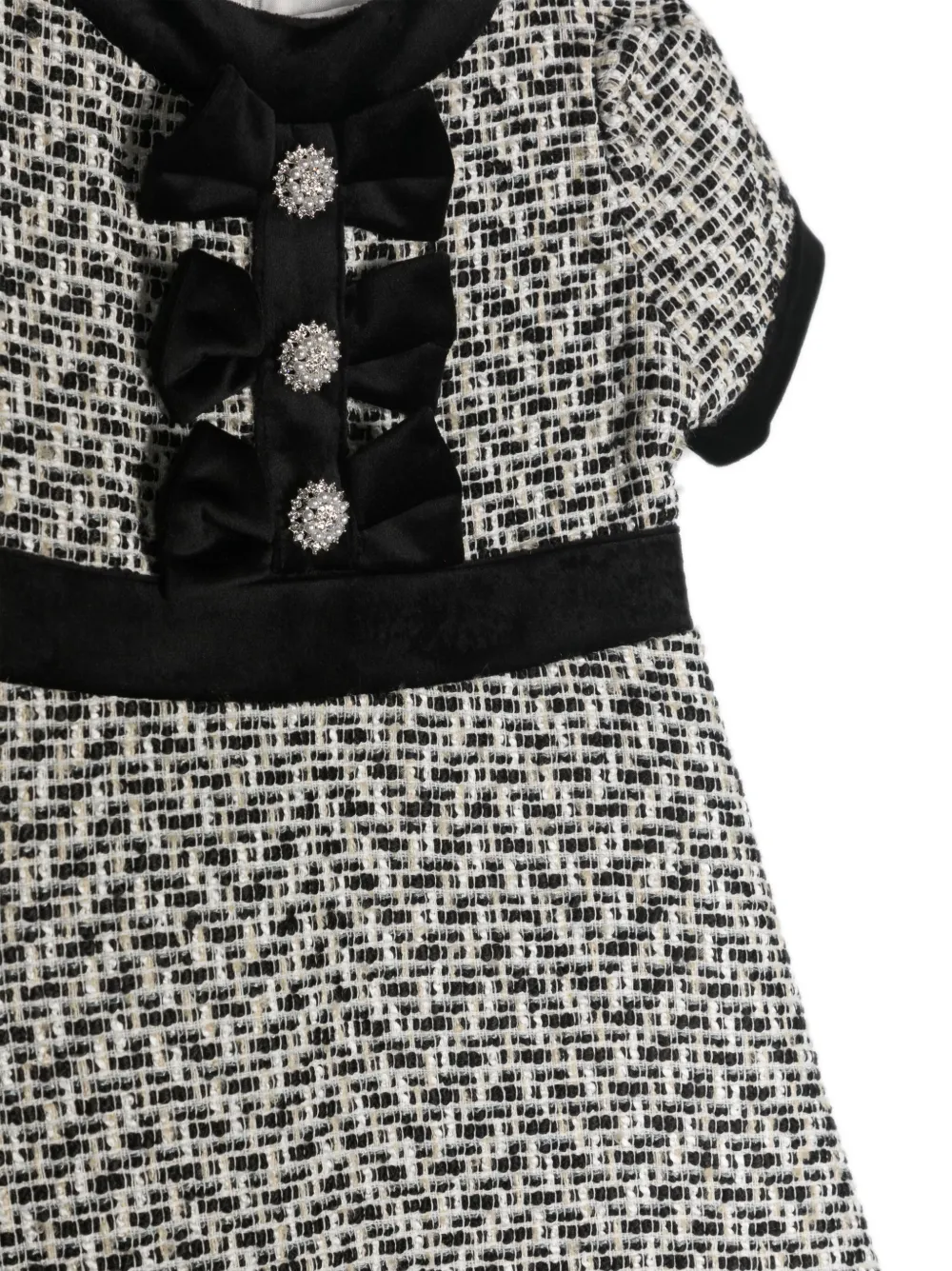 Patachou Bow-detail Tweed Dress In Black