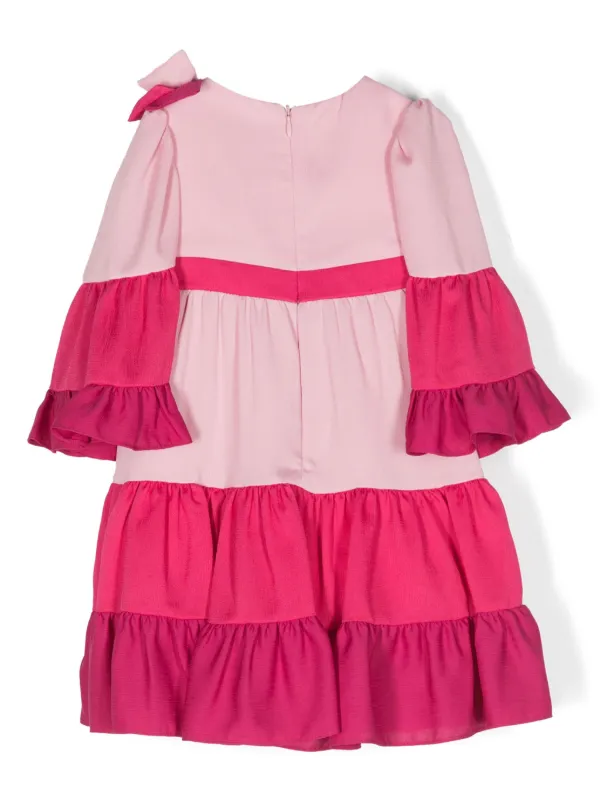 patachou pink dress Embroidered ruffled cotton dress in pink - Patachou