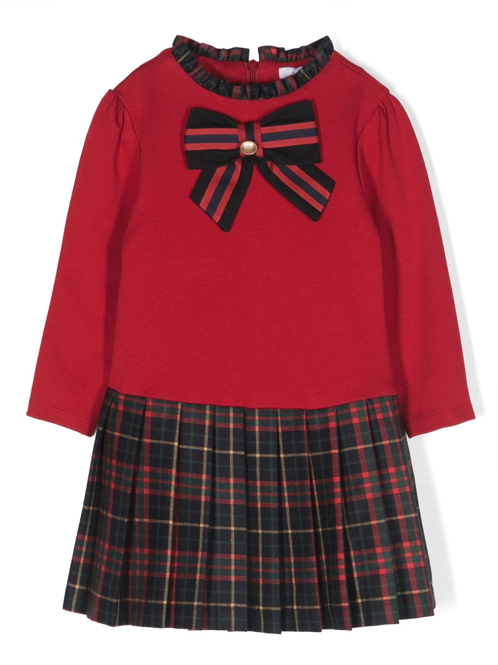 Patachou contrasting-trim tartan-pattern dress - Red