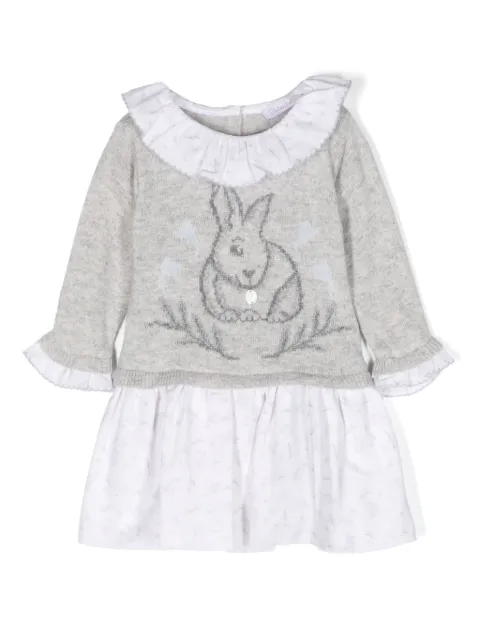 Patachou patterned intarsia-knit layered dress