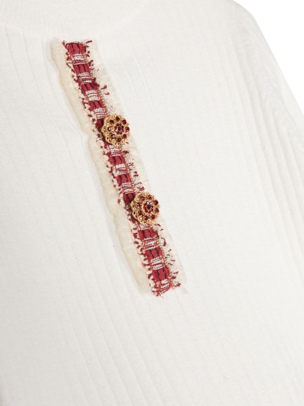 Shop Patachou Tweed-detail Contrasting-collar Jumper In White