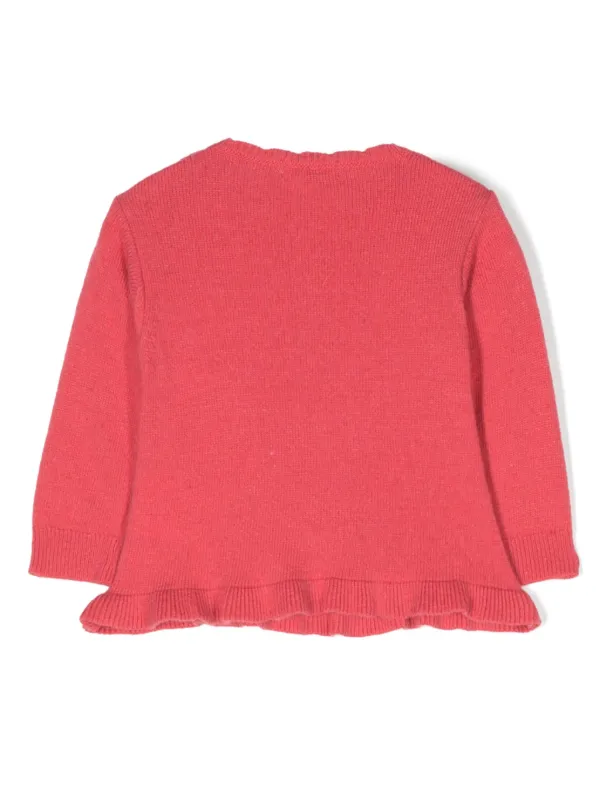 Patachou bow-detail ribbed-knit jumper - White