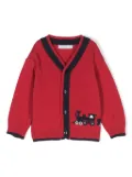 Patachou train-pattern two-tone cardigan - Red