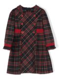 Patachou tartan-plaid double-breasted dress - Green