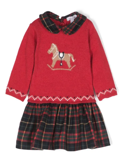 Patachou patterned intarsia-knit layered dress