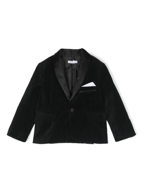 Patachou satin-trim velvet single-breasted blazer