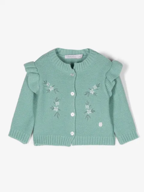 Patachou floral-embroidered fine-knit cardigan