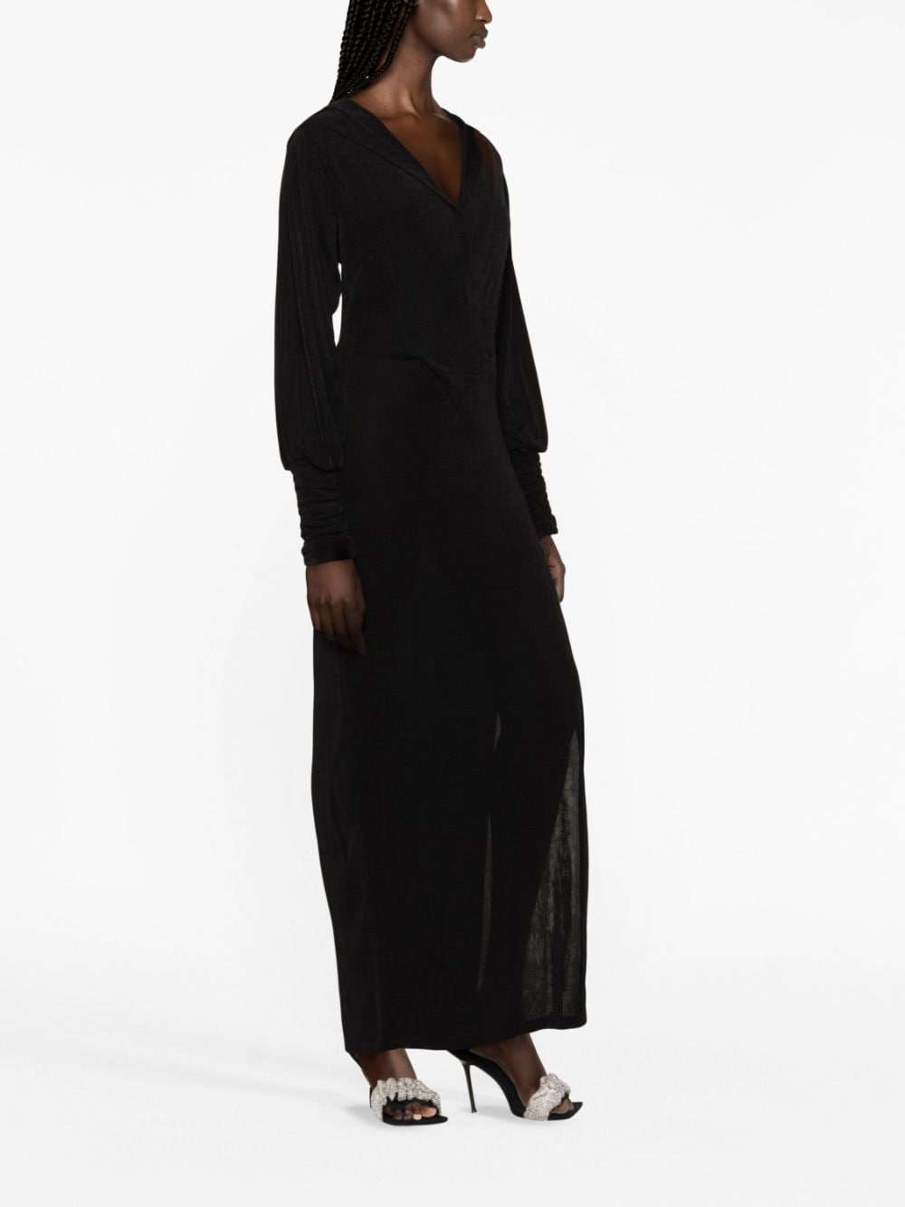 ROTATE Slinky Maxi Hooded Dress - Black