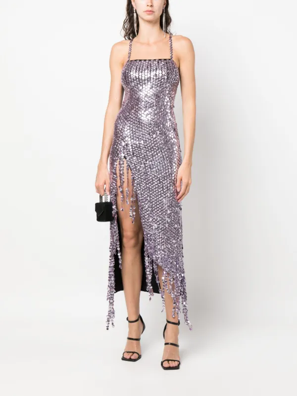 knee length dresses for ladies The Attico // Metallic Tinsel Midi Dress – VSP Consignment main image 1