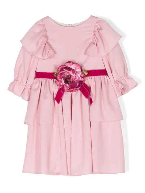 Patachou floral-appliqué ruffled dress