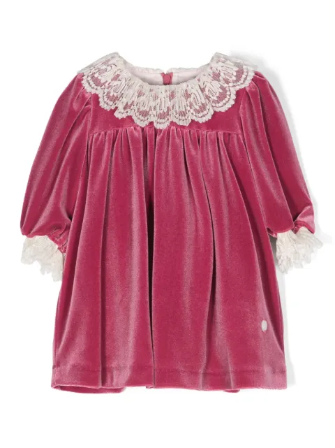 Patachou lace-detailing velvet dress