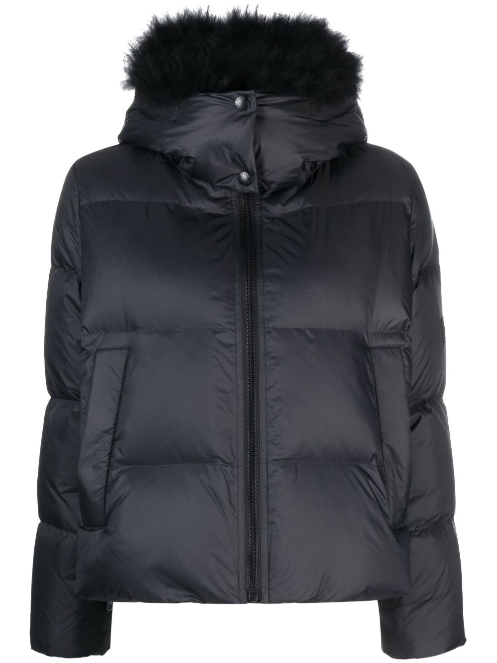 detachable-hood zipped puffer jacket