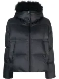 Yves Salomon detachable-hood zipped puffer jacket - Black